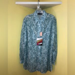Rrrruss by Russ Togs sheer, vintage, long blouse. Size L. New with tags.